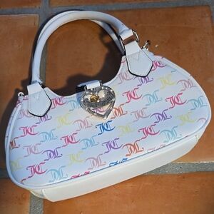 Juicy Couture White Multicolor Logo Shoulder Bag
